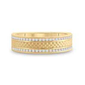 Keene Jewelers 14kt Yellow Gold Mens Round Diamond Wedding Brick Band Ring 1/3 Cttw