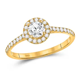 Keene Jewelers 14kt Yellow Gold Round Diamond Halo Bridal Wedding Engagement Ring 3/4 Cttw