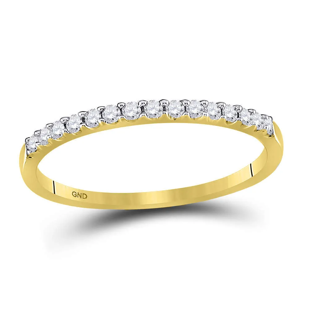 Keene Jewelers 14kt Yellow Gold Womens Round Diamond Wedding Single Row Band 1/6 Cttw Size 10