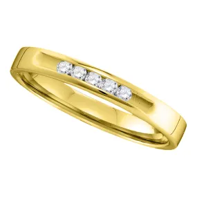 Keene Jewelers 14kt Yellow Gold Womens Round Diamond Wedding Single Row Band 1/8 Cttw