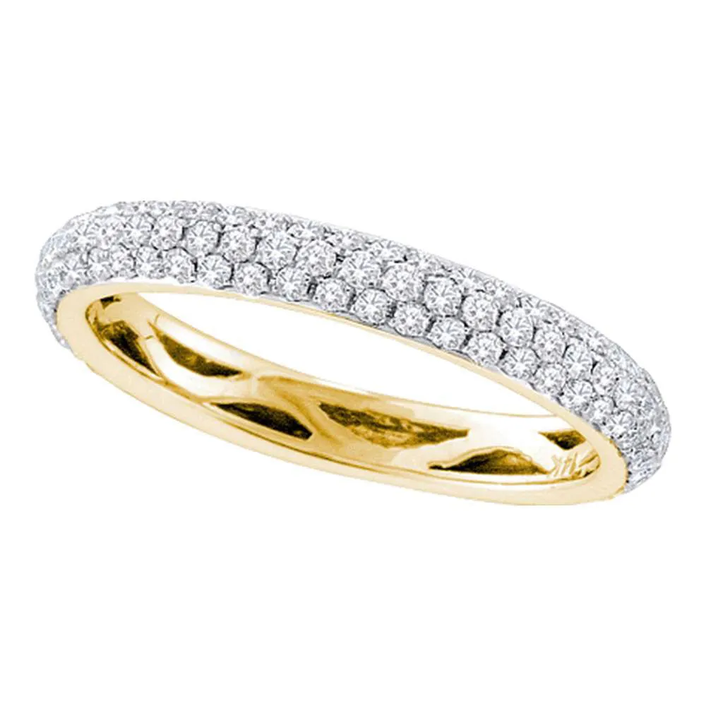 Keene Jewelers 14kt Yellow Gold Womens Round Pave-set Diamond Wedding Band 3/4 Cttw