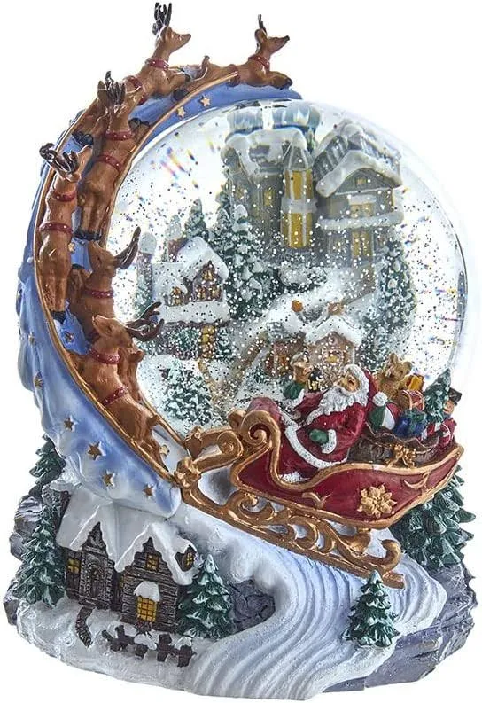 Kurt Adler 120mm Battery-Operated Musical Santa And Sled Waterglobe