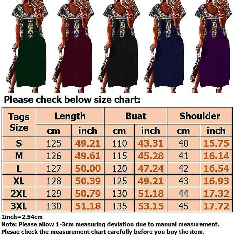 Ladies Kaftan Retro Long Dress Women Summer Sexy V Neck Sundress Maxi Dresses