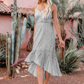 Ladies Loose Fishtail Dress Women Beach Flowy High Waisted Sundress Midi Dresses