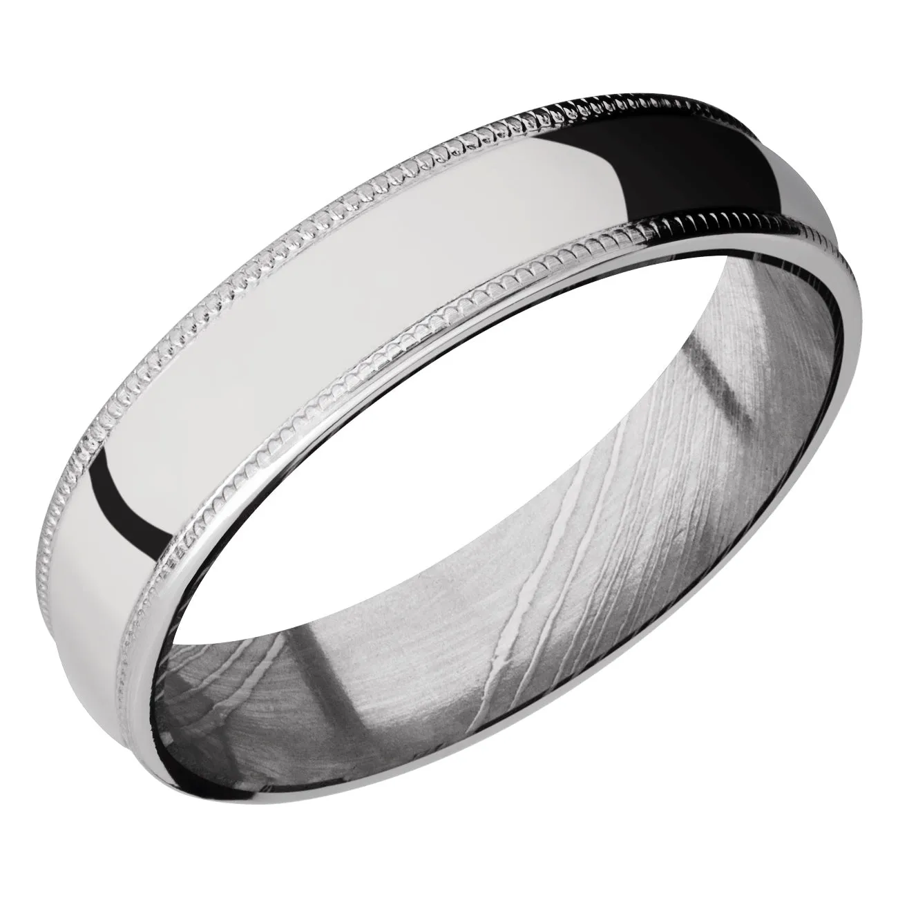 Lashbrook 5MM Cobalt Chrome Wedding Band with a Damascus Sleeve