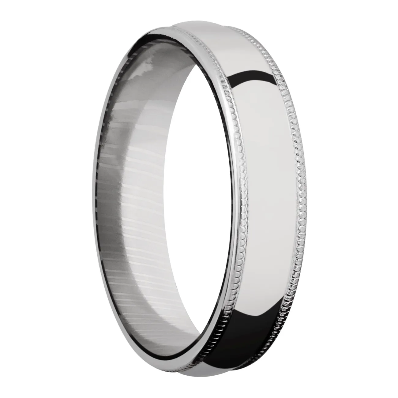 Lashbrook 5MM Cobalt Chrome Wedding Band with a Damascus Sleeve