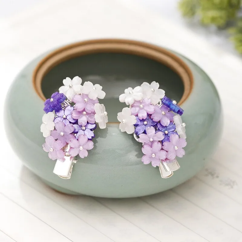 Lavender Violet Flower Hair Clips Wedding Bridal Hair Accessory