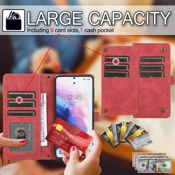 Leather Crossbody Shockproof Wallet Phone Case for Samsung S21