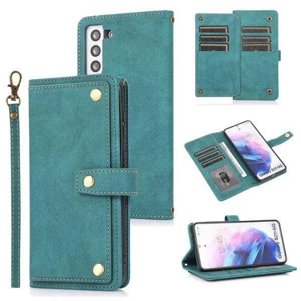 Leather Crossbody Shockproof Wallet Phone Case for Samsung S21