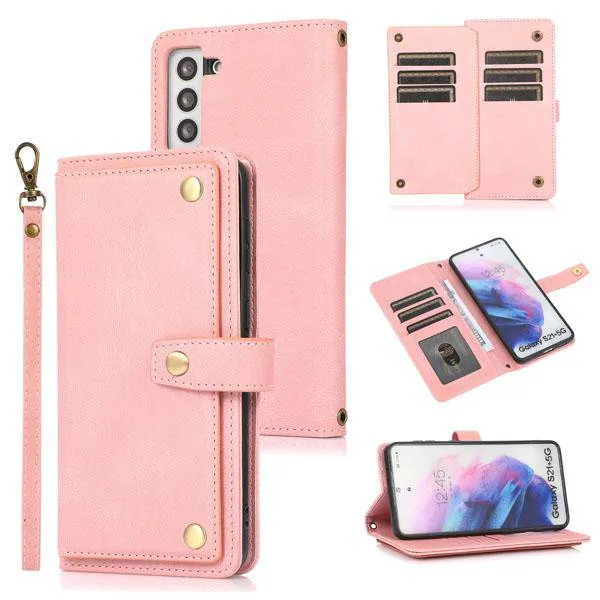 Leather Crossbody Shockproof Wallet Phone Case for Samsung S21