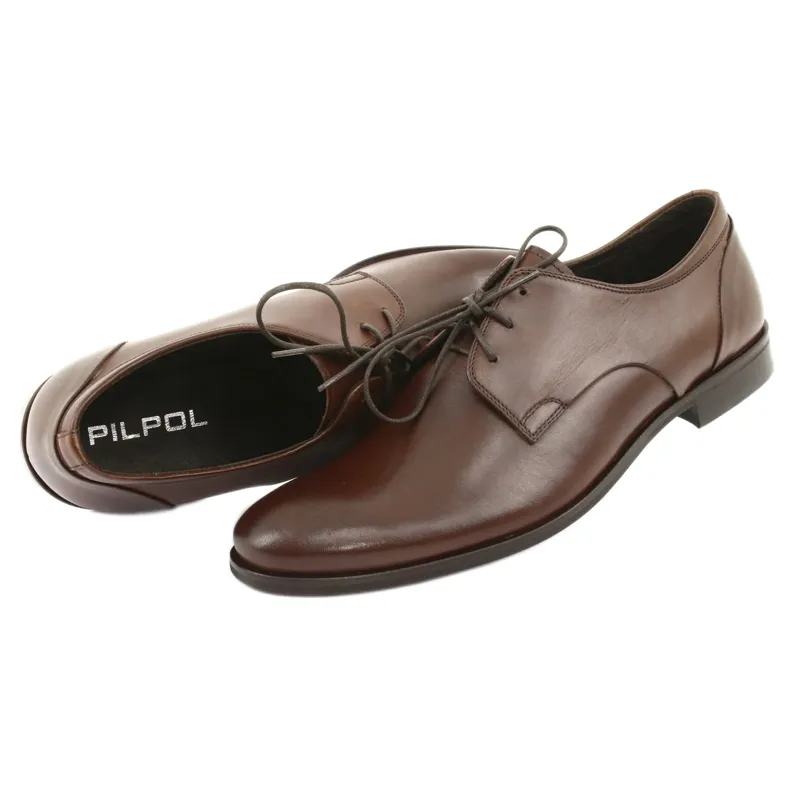 Leather shoes, leather shoes Pilpol 1609 brown