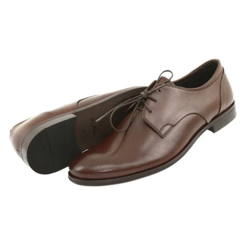 Leather shoes, leather shoes Pilpol 1609 brown