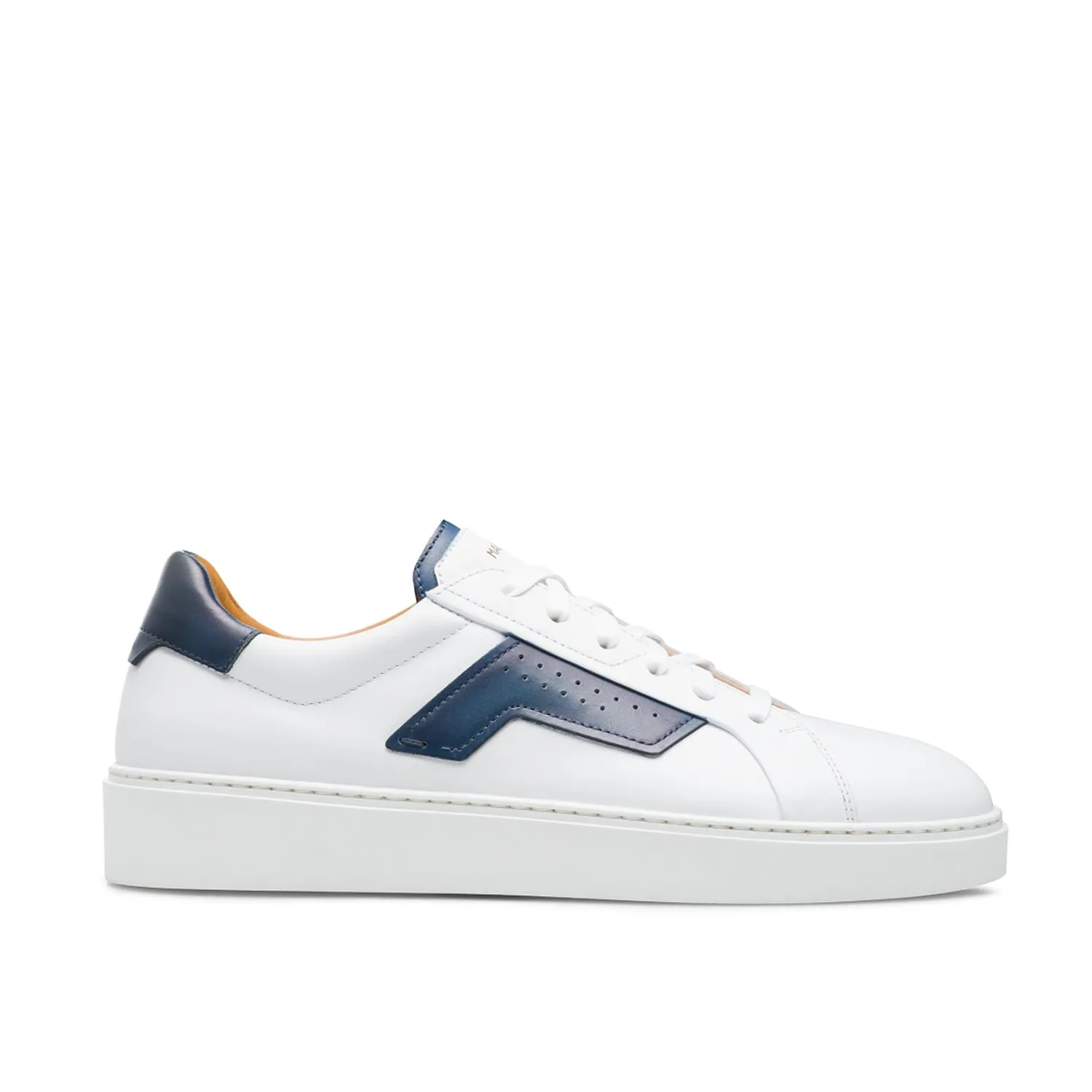 Magnanni Phoenix 25349 Men's Shoes White & Navy Calf-Skin Leather Casual Sneakers (MAGS1143)