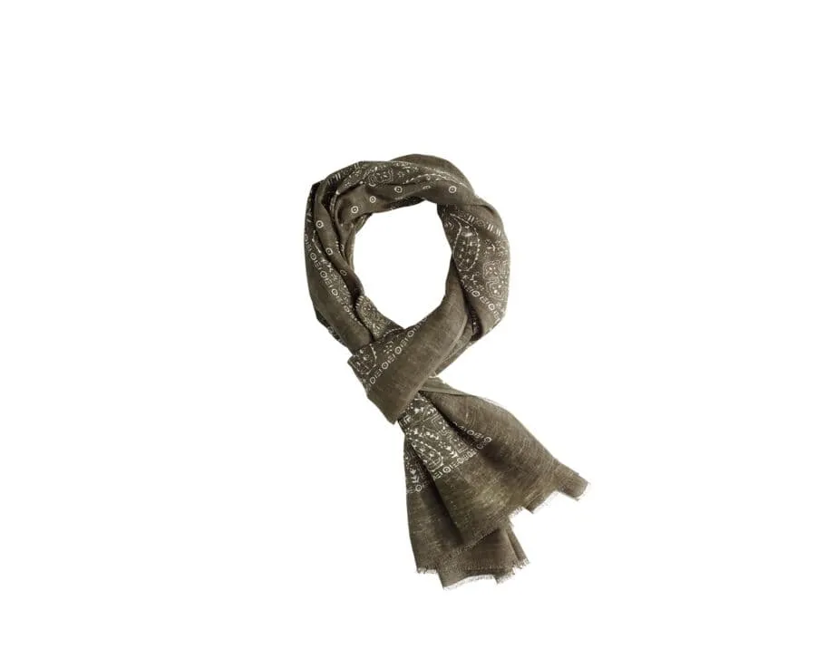 Men's Khaki cotton scarf - bandana pattern