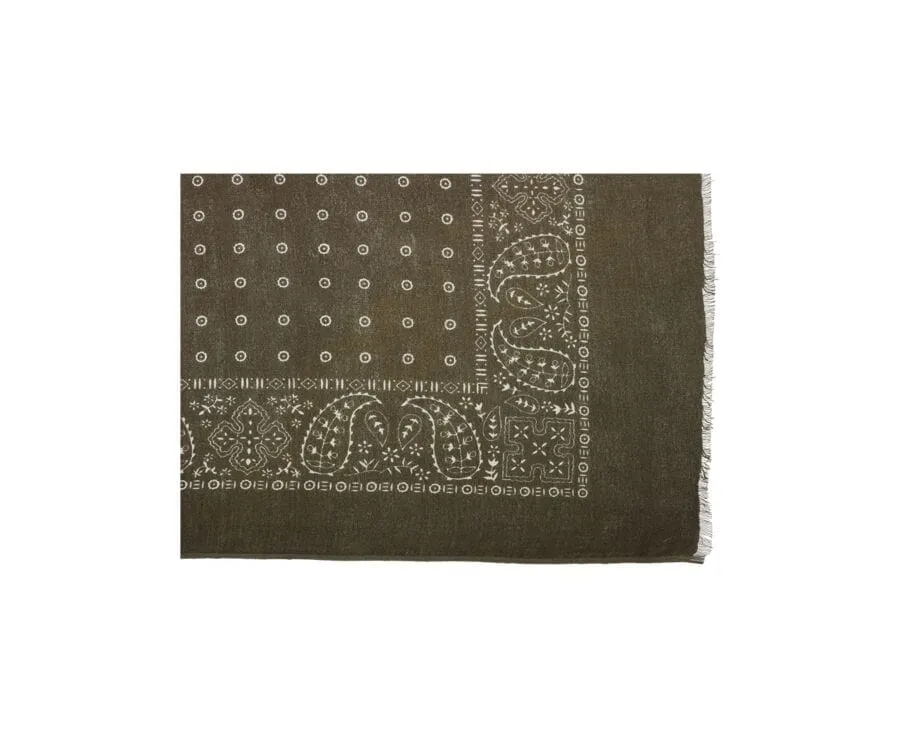 Men's Khaki cotton scarf - bandana pattern