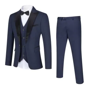 Mens 3pce Business Wedding Dinner Suit Blazer Vest Tuxedo Pants