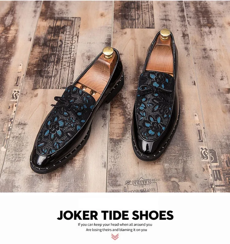 Men's Autumn Casual Floral Printed Butterfly-knot Waterproof Loafers