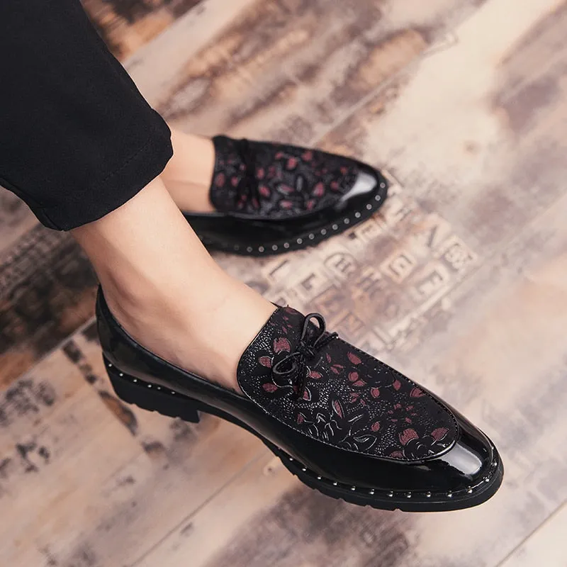 Men's Autumn Casual Floral Printed Butterfly-knot Waterproof Loafers