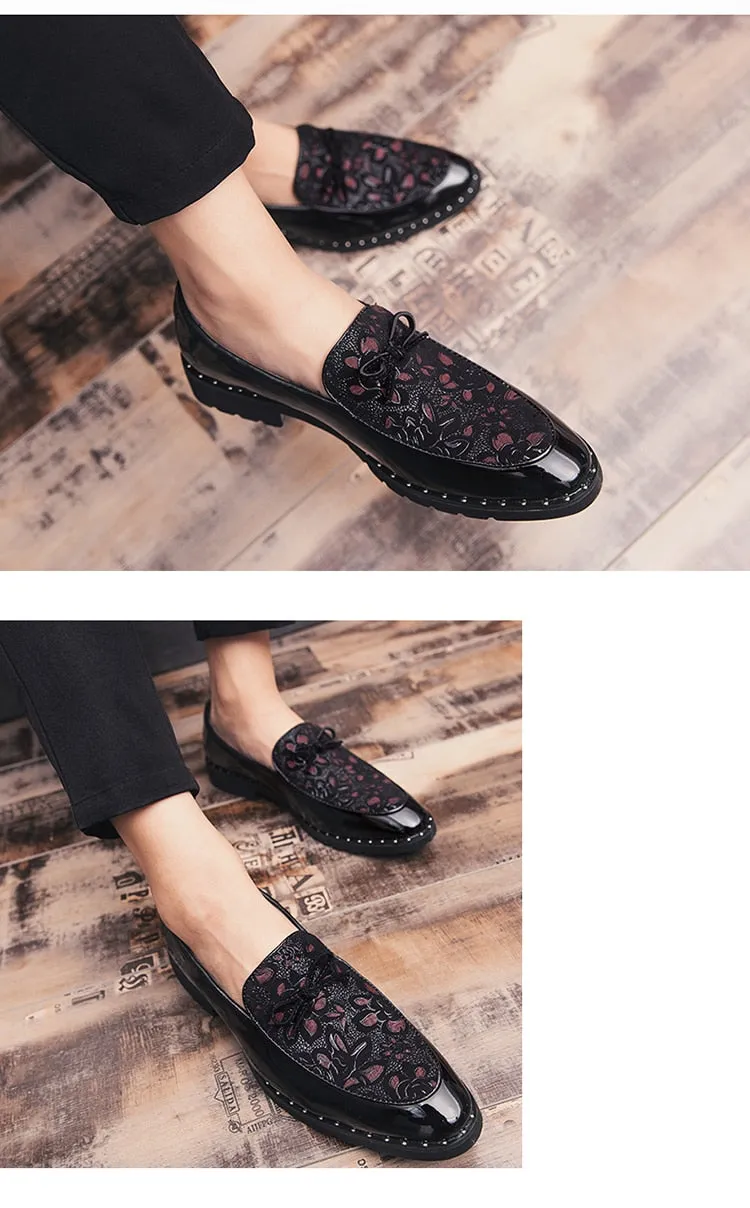 Men's Autumn Casual Floral Printed Butterfly-knot Waterproof Loafers