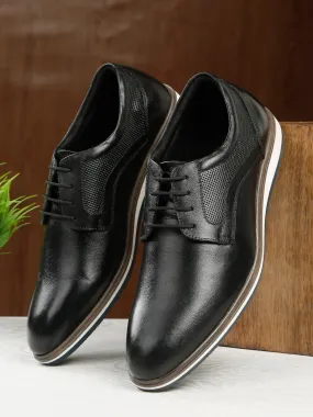 Men's Black Semi-Formal Lace-Up Leather Shoes