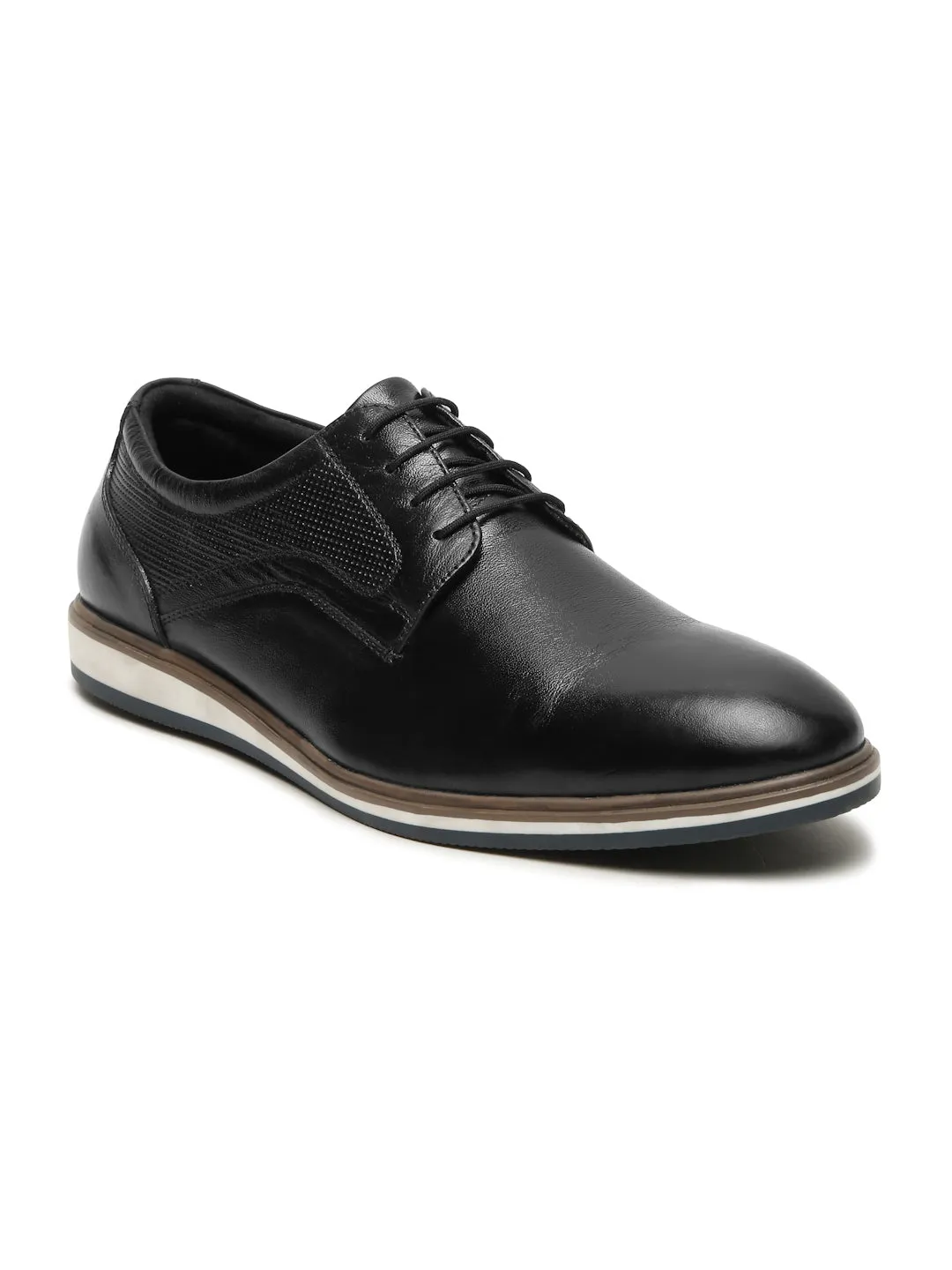 Men's Black Semi-Formal Lace-Up Leather Shoes