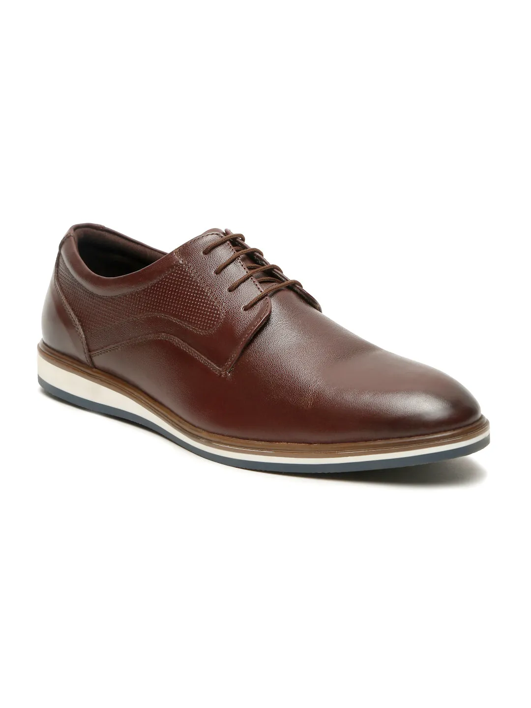 Men's Brown Semi-Formal Lace-Up Leather Shoes