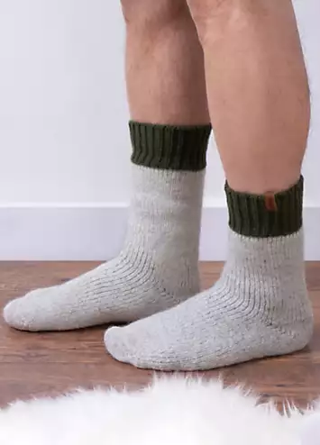 Mens Chunky Thermal Wool Blend Slipper Socks by Totes | Look Again