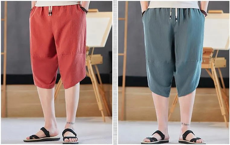 Men's Cotton Hip Hop Style Mid Waist Loose Fit Casual Short Pants