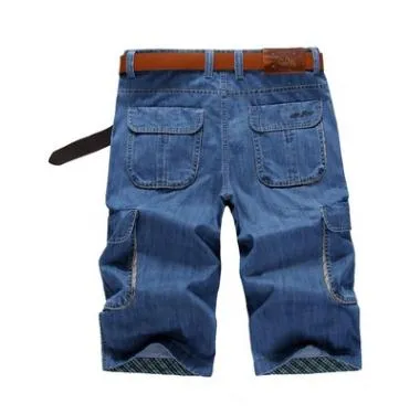 Men's Summer Casual Solid Thin Cropped Mid Waist Denim Shorts