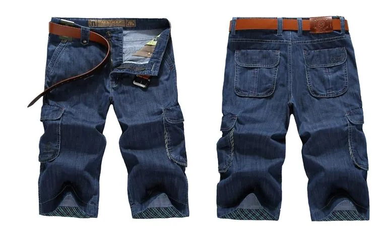 Men's Summer Casual Solid Thin Cropped Mid Waist Denim Shorts