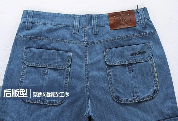 Men's Summer Casual Solid Thin Cropped Mid Waist Denim Shorts