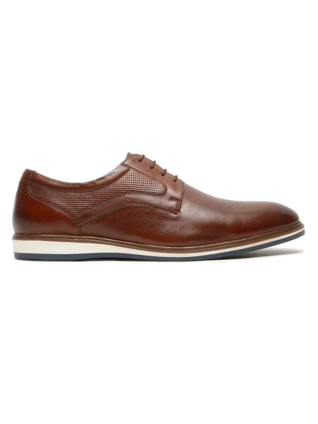 Men's Tan Semi-Formal Lace-Up Leather Shoes