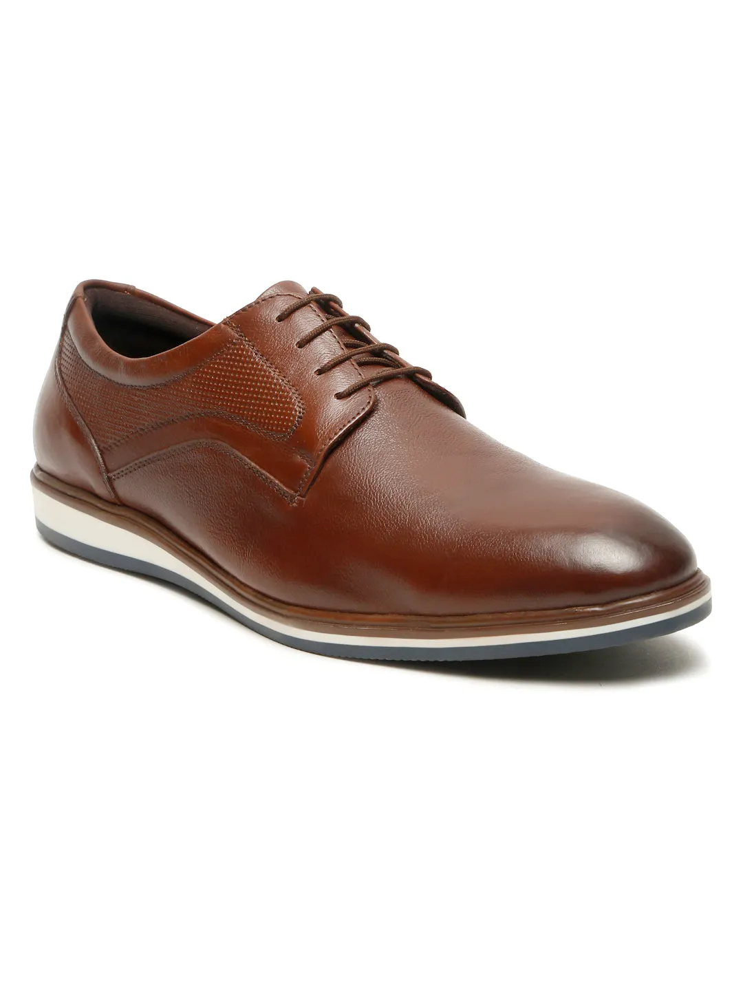 Men's Tan Semi-Formal Lace-Up Leather Shoes