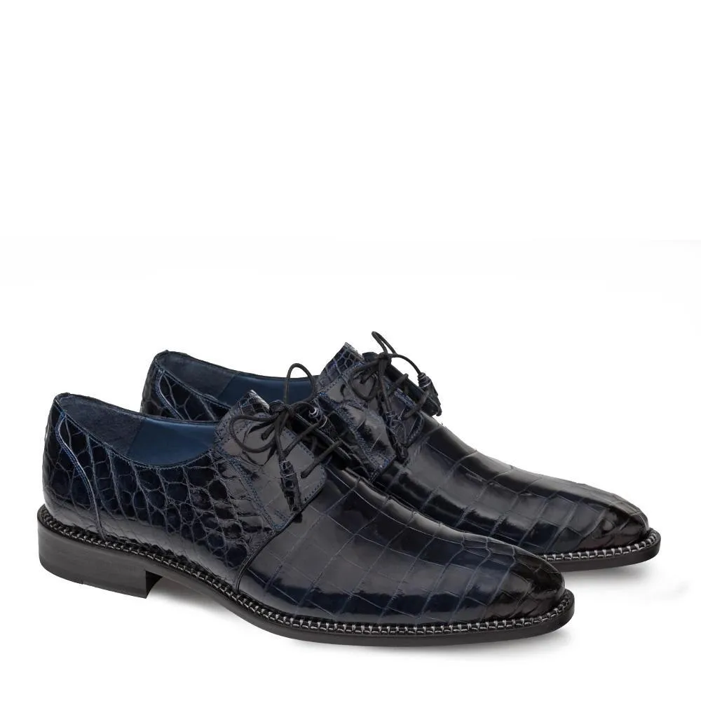 Mezlan Aegis 4733-J Men's Shoes Navy Exotic Alligator Dress Oxfords (MZ3233)