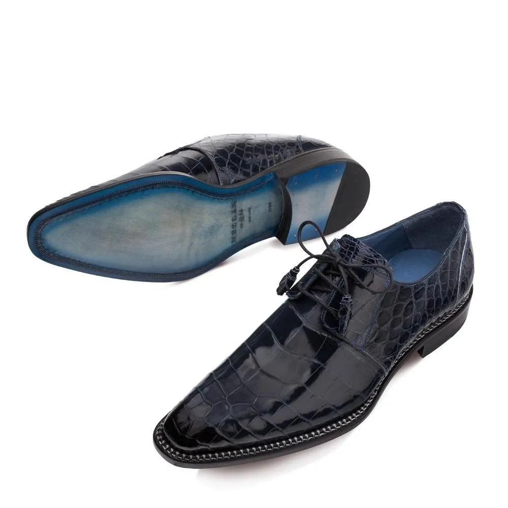 Mezlan Aegis 4733-J Men's Shoes Navy Exotic Alligator Dress Oxfords (MZ3233)