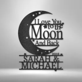 Moon and Back Monogram - Steel Sign