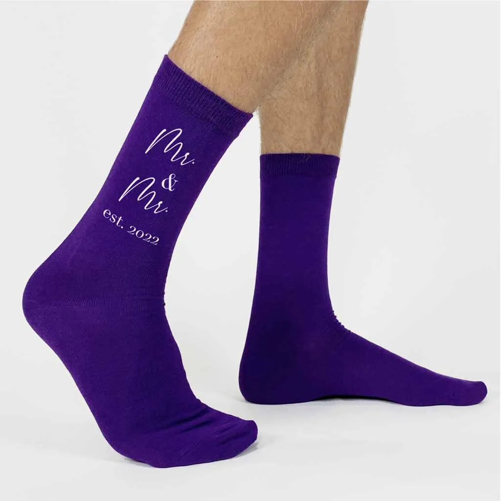 Mr. and Mr. Wedding Socks, Personalized Cotton Socks for Men | Shop Now