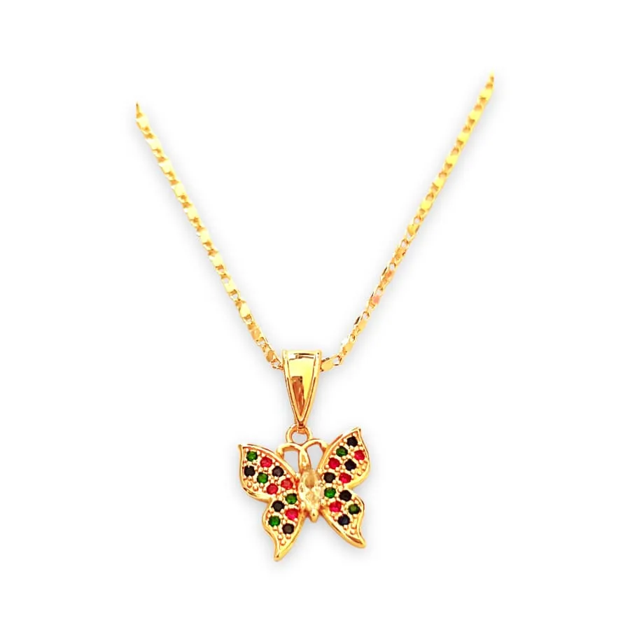 Multicolor butterfly18k of gold plated chain necklace