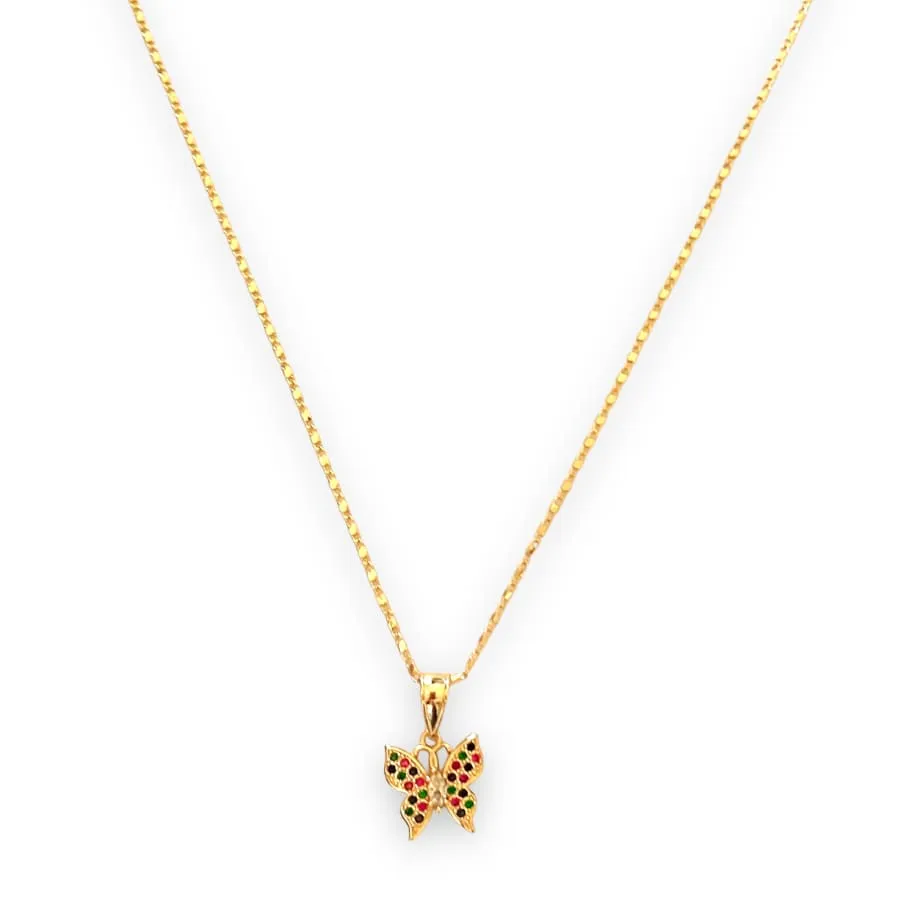 Multicolor butterfly18k of gold plated chain necklace