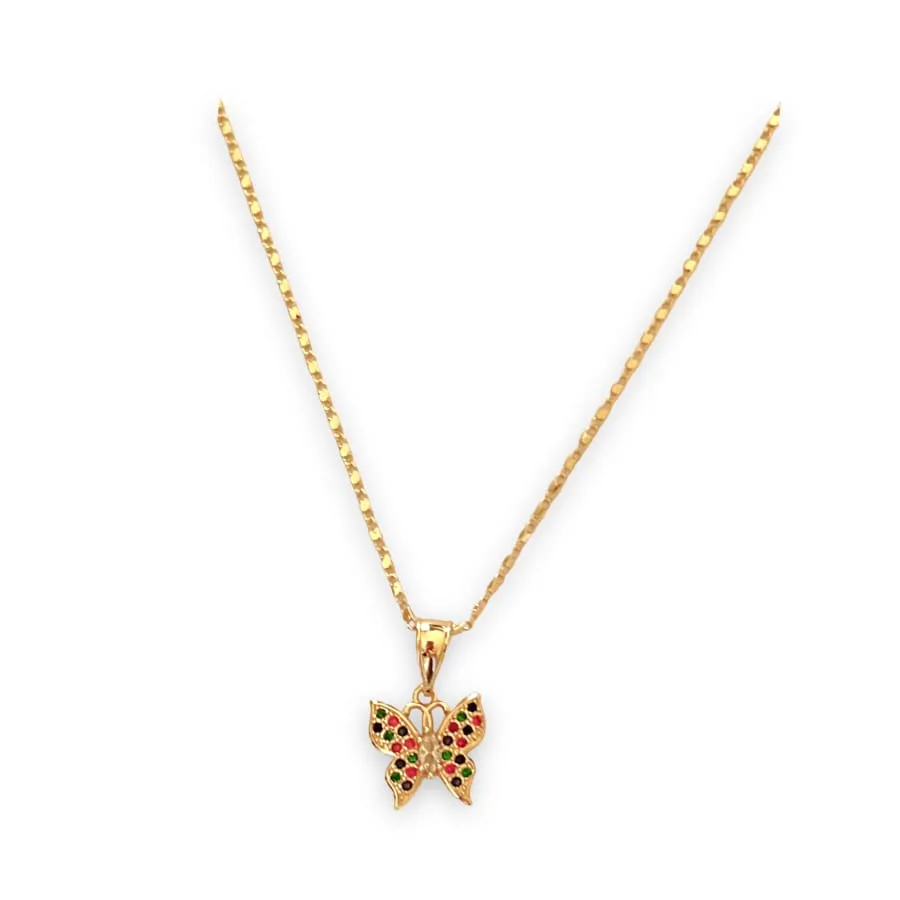 Multicolor butterfly18k of gold plated chain necklace