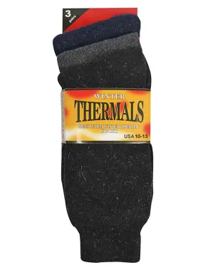 Navy Blue Black & Charcoal Mens Thermal 3 Pack Socks