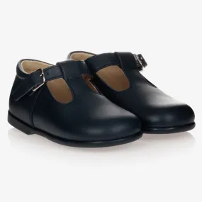 Navy Blue Leather Shoes