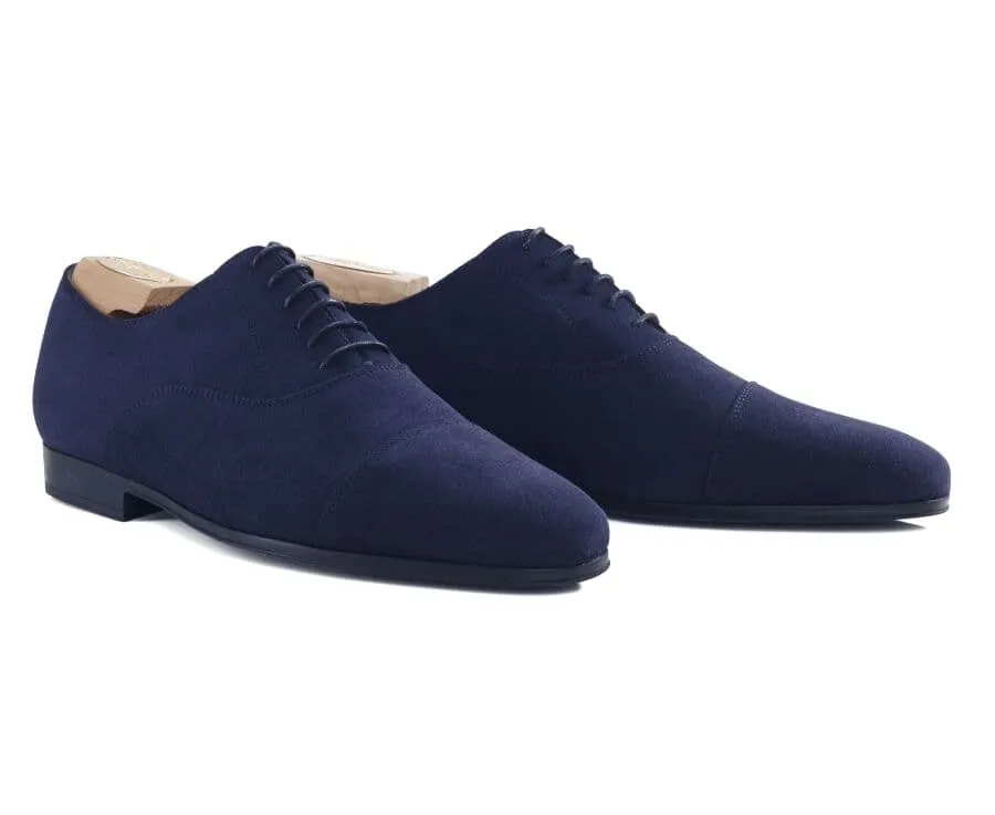 Navy Blue Suede Oxford shoes - Rubber outsole - LENNOX GOMME URBAN