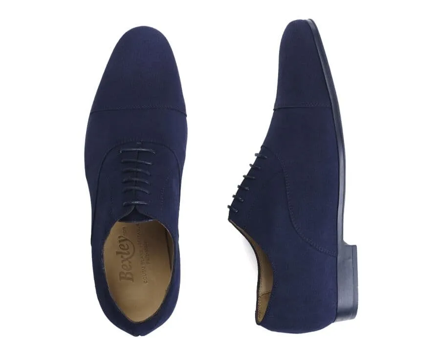 Navy Blue Suede Oxford shoes - Rubber outsole - LENNOX GOMME URBAN