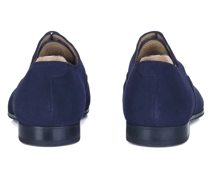 Navy Blue Suede Oxford shoes - Rubber outsole - LENNOX GOMME URBAN