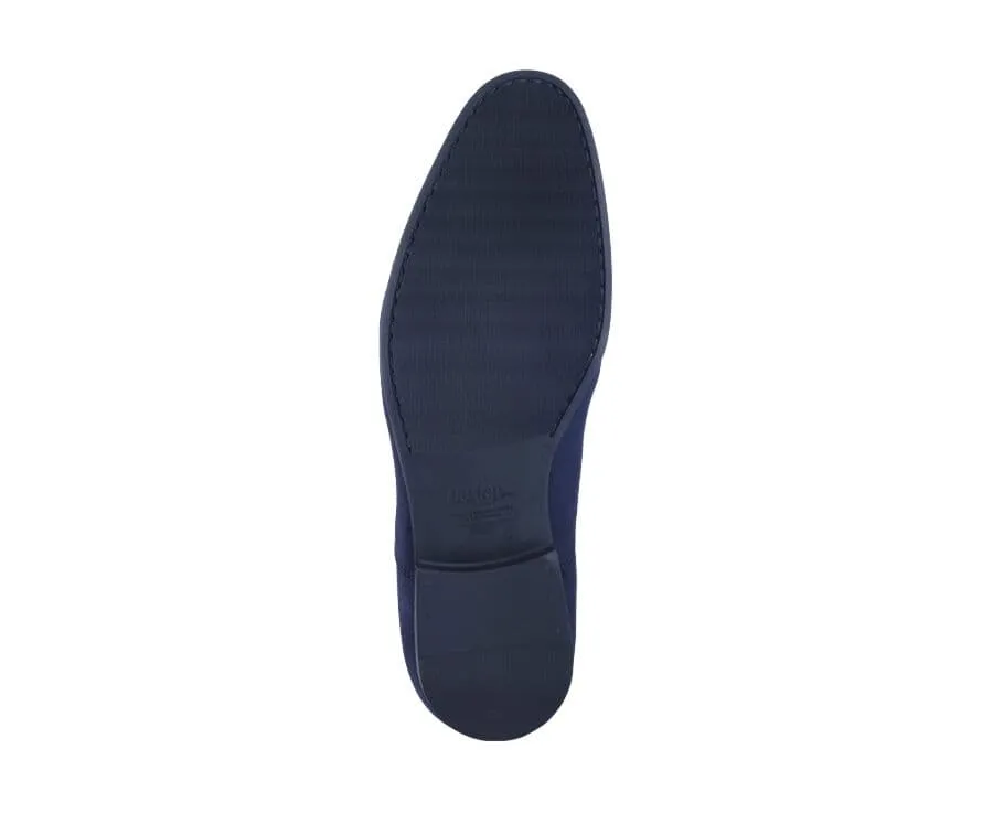 Navy Blue Suede Oxford shoes - Rubber outsole - LENNOX GOMME URBAN