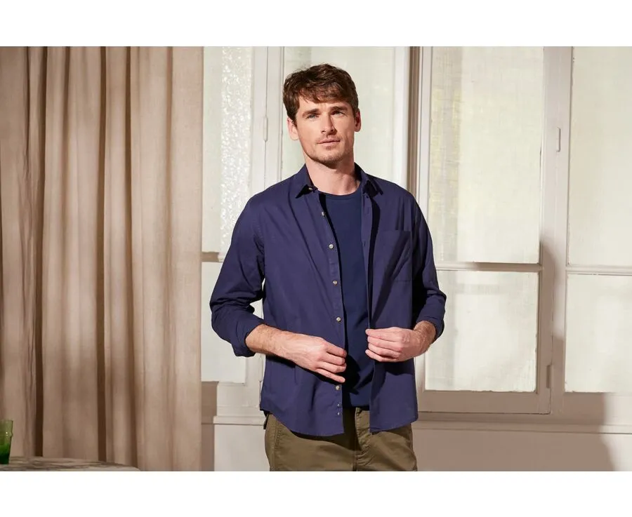 Navy cotton linen shirt - SYLBERT