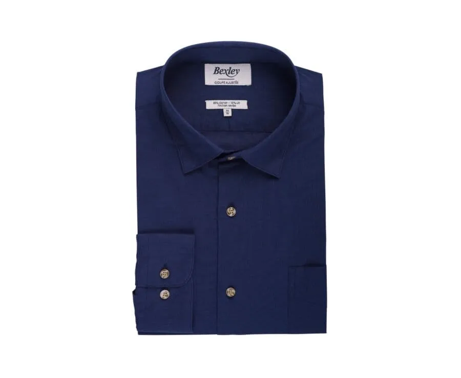 Navy cotton linen shirt - SYLBERT