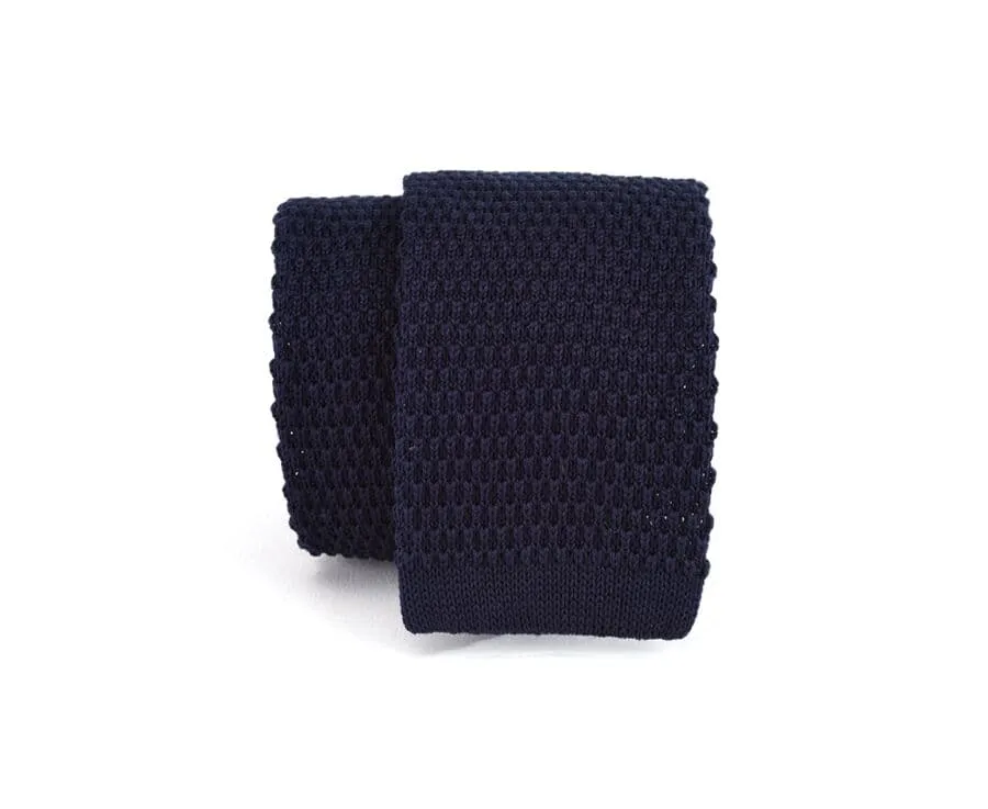 Navy Knitted Cotton Tie