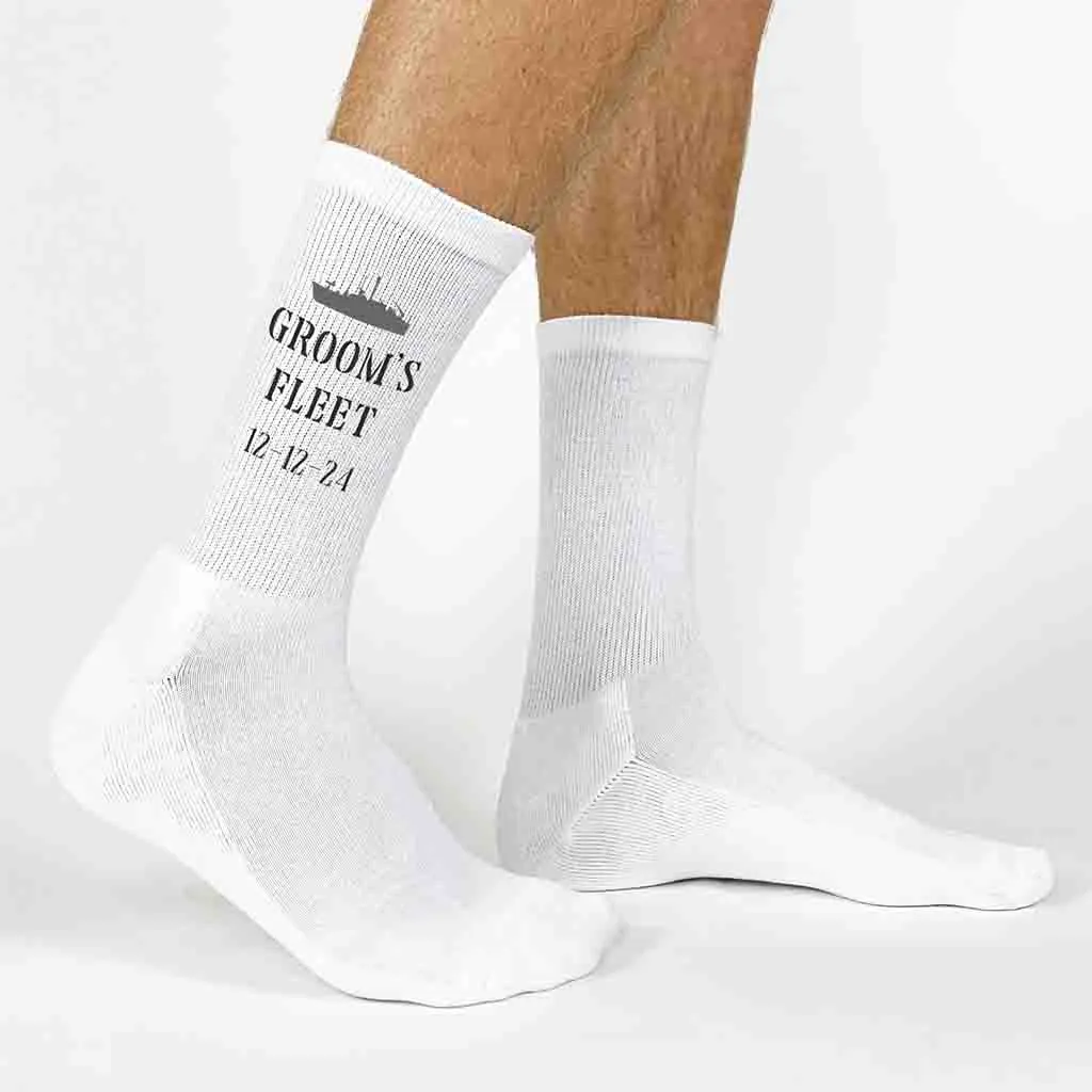 Navy Personalized Wedding Socks with Wedding Date - Buy Now!